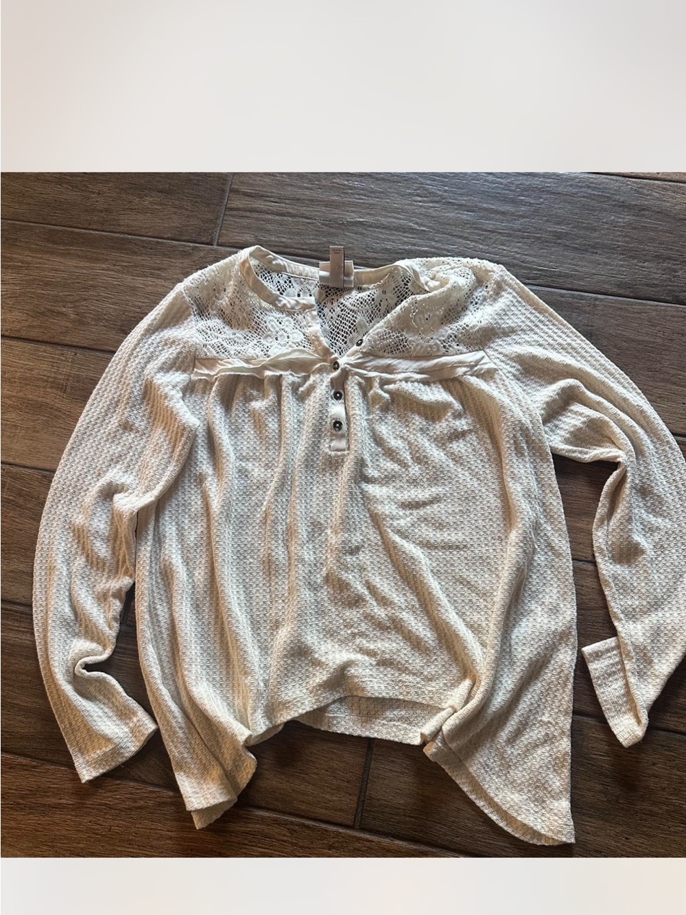Knox Rose Cream Lace Yoke Long-Sleeve Henley